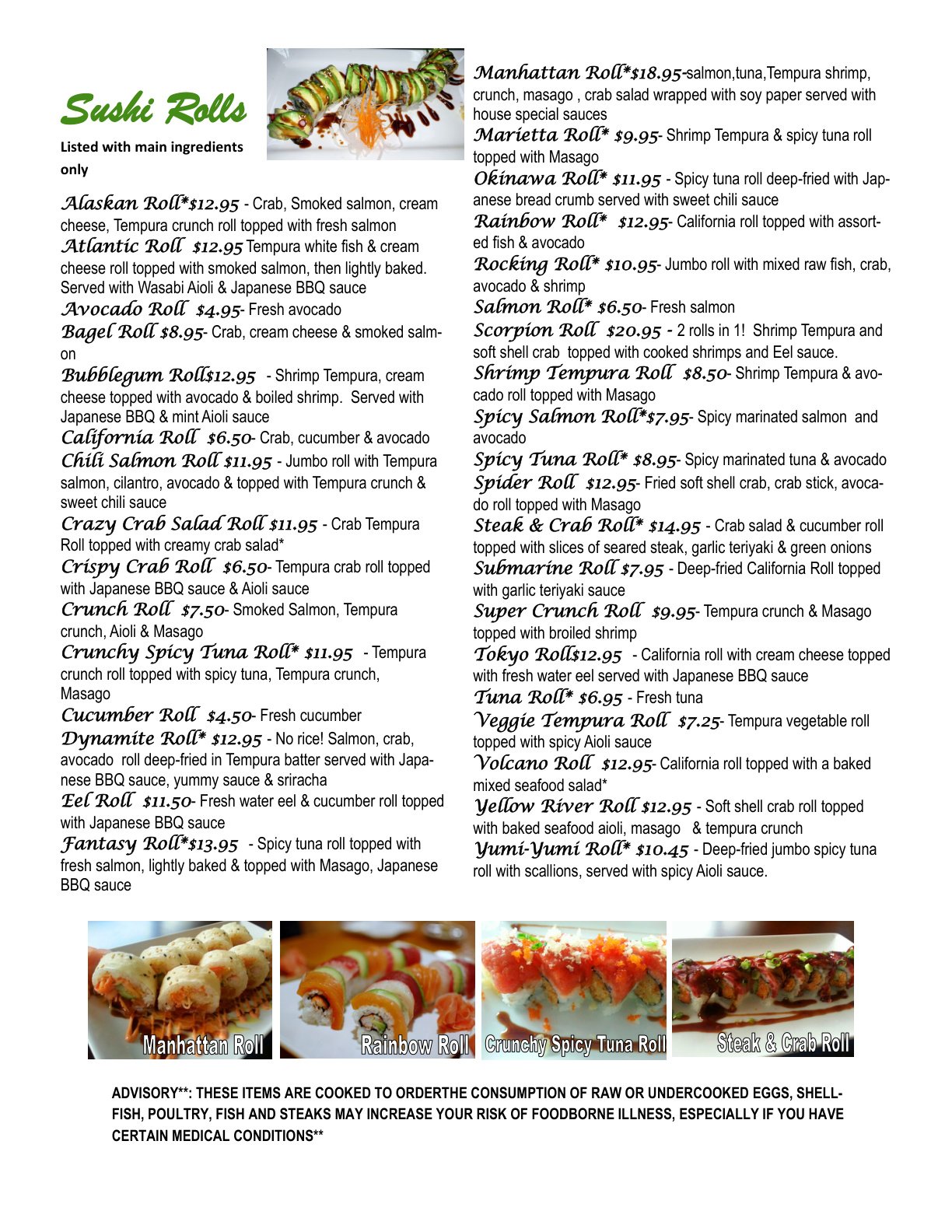 Okinawa Sushi Menu - Page 1